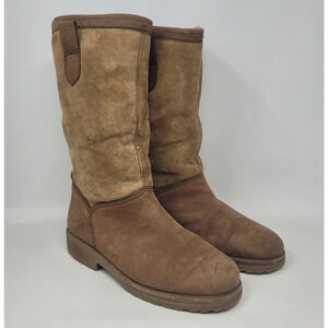 Vintage President Boots Men 10 Brown Nubuck Shearling Winter Warm Two Tone 90s